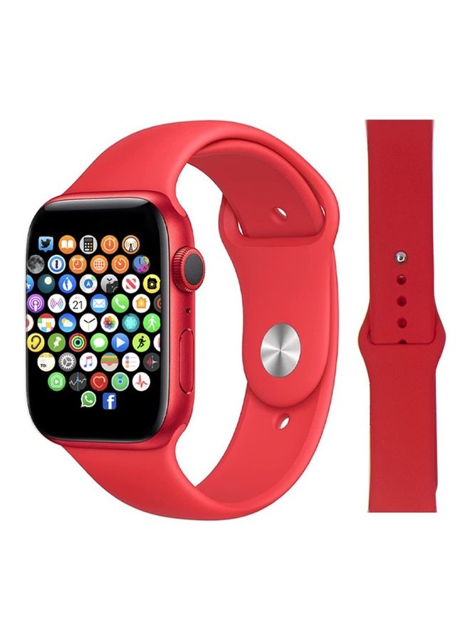 Black Tiger Notification Sync Feature Series 7 Smart Watch with Earbuds Red/White  - Image 2