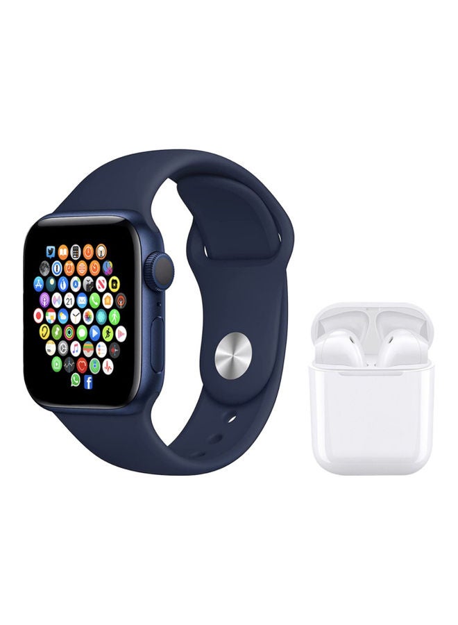 Black Tiger Arabic Language Supported Smart Watch with Earbuds Blue/White  - Image 1