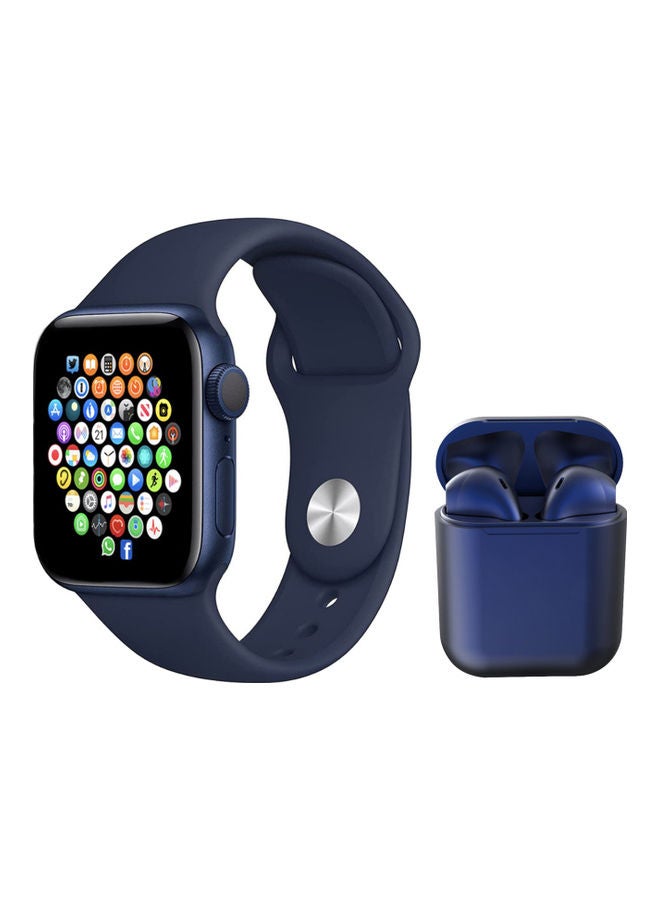 Black Tiger Bluetooth Connectivity Sports Watch Series 7 with Earbuds Blue  - Image 1