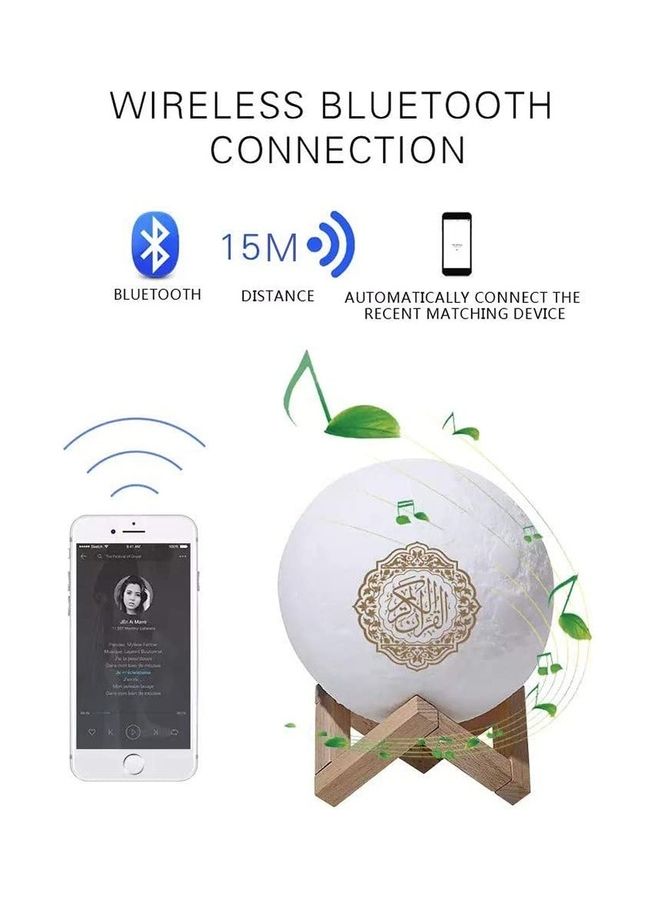 Generic - 4 in 1 Qur'an Moon 3D Print Lamp With 7 Colors LED Night Light, Bluetooth Speaker with Remote, Quran Recitation ,Song and FM Broadcast Multicolor - Image 1