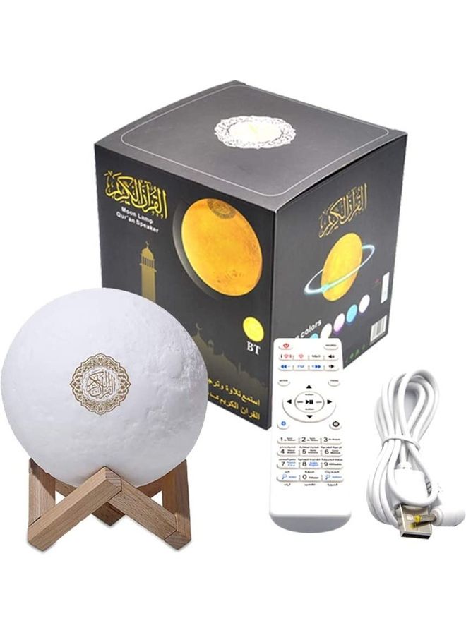 Generic - 4 in 1 Qur'an Moon 3D Print Lamp With 7 Colors LED Night Light, Bluetooth Speaker with Remote, Quran Recitation ,Song and FM Broadcast Multicolor - Image 1