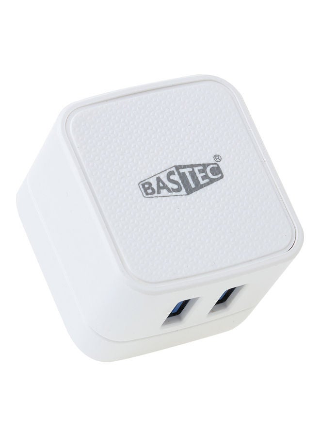 باس تيك شاحن USB مزدوج مع كابل Type-C USB. أبيض - Image 1