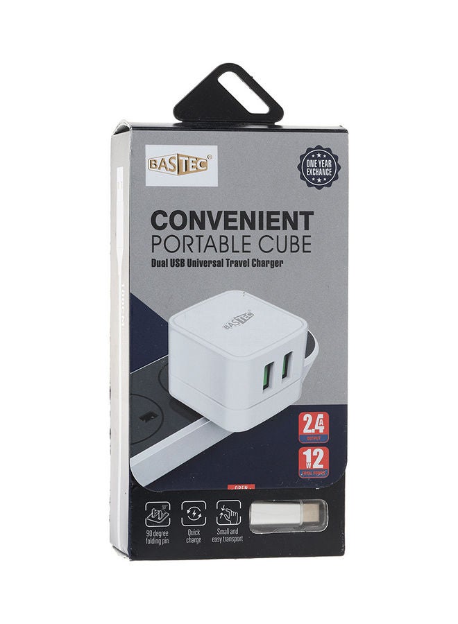 باس تيك شاحن USB مزدوج مع كابل Type-C USB. أبيض - Image 4