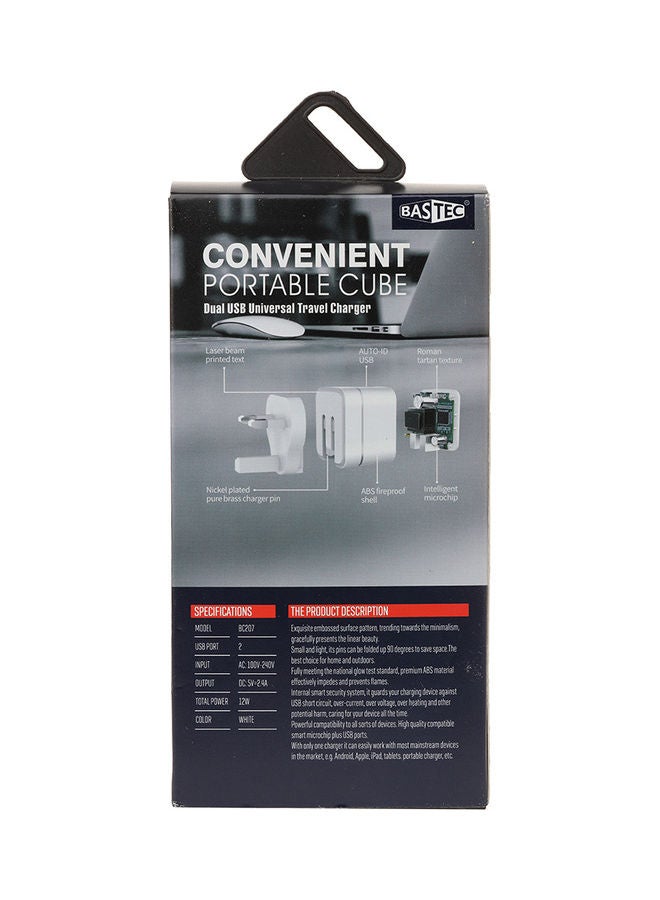 باس تيك شاحن USB مزدوج مع كابل Type-C USB. أبيض - Image 5