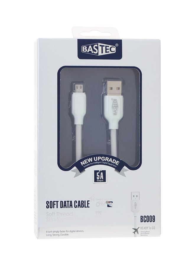 باس تيك كابل شحن سريع بمنفذ USB ميكرو أبيض - Image 2