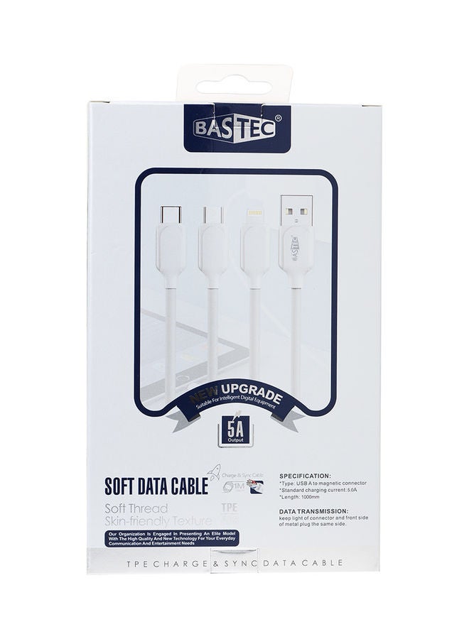 باس تيك كابل شحن سريع بمنفذ USB ميكرو أبيض - Image 3