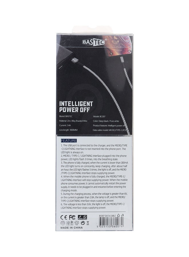 باس تيك كابل شحن ومزامنة بيانات Type-C لون أسود. - Image 3