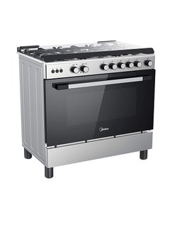 Midea 5 Burner Gas Cooker 90x60 cm, SABAF Italian Burners and Convection Fan for Oven, Cast Iron Pan Support, Full Safety, 1 year warranty LME95030FFD-C Silver/Black  - Image 2