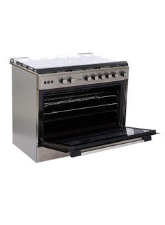 Midea 5 Burner Gas Cooker 90x60 cm, SABAF Italian Burners and Convection Fan for Oven, Cast Iron Pan Support, Full Safety, 1 year warranty LME95030FFD-C Silver/Black  - Image 3