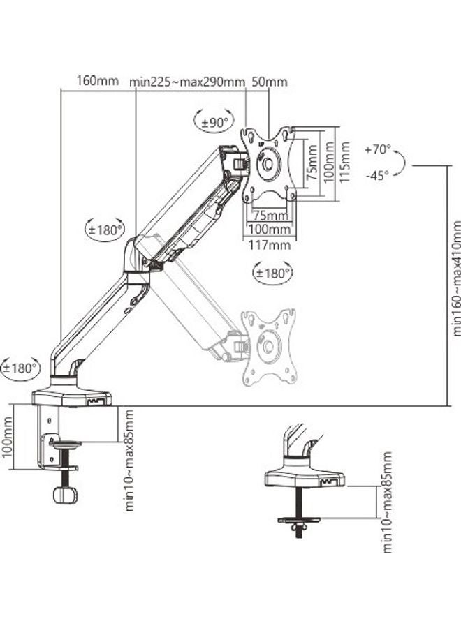 Stargold Counterbalance Single Monitor Arm Mounts Black  - Image 5