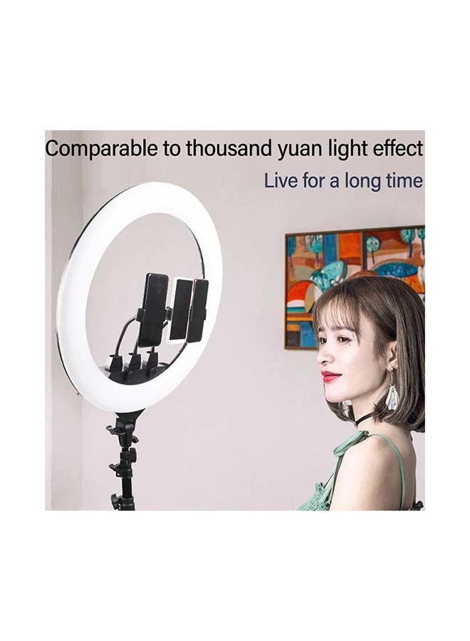 توشيونيكس حلقة إضاءة مقاس 18 بوصة مع حامل ثلاثي القوائم قابل للتعديل و 3 حوامل لهواتف الموبايل مع جهاز تحكم عن بعد متعدد الألوان - Image 5