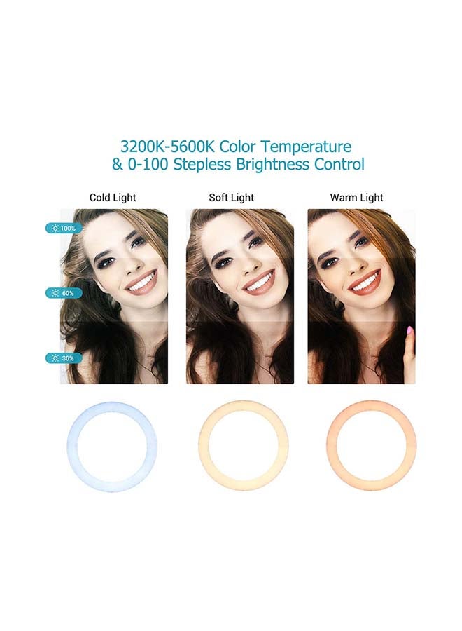 توشيونيكس حلقة إضاءة مقاس 18 بوصة مع حامل ثلاثي القوائم قابل للتعديل و 3 حوامل لهواتف الموبايل مع جهاز تحكم عن بعد متعدد الألوان - Image 3