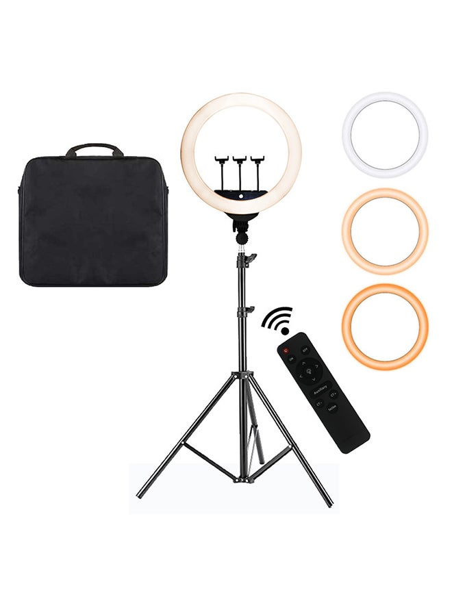 Toshionics - 21-inch Fill Ring Light With Adjustable Tripod Stand And 3 Cell Phone Holder And Remote Multicolour - Image 1
