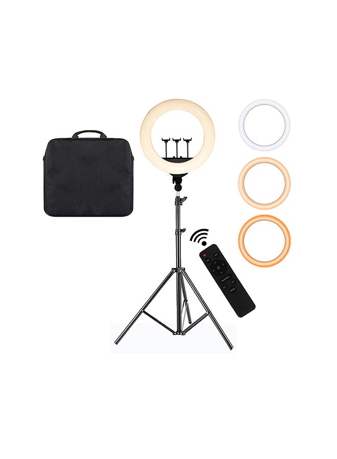 21 inch Fill Ring Light With Adjustable Tripod Stand and 3 Cell Phone Holder and Remote Multicolour - Image 1