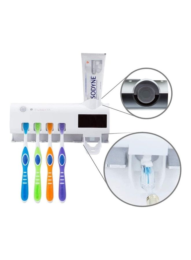 Sterilizing of Toothbrush Via UV Rays Pus Holder and Toothpaste Dispenser White 20inch - Image 1