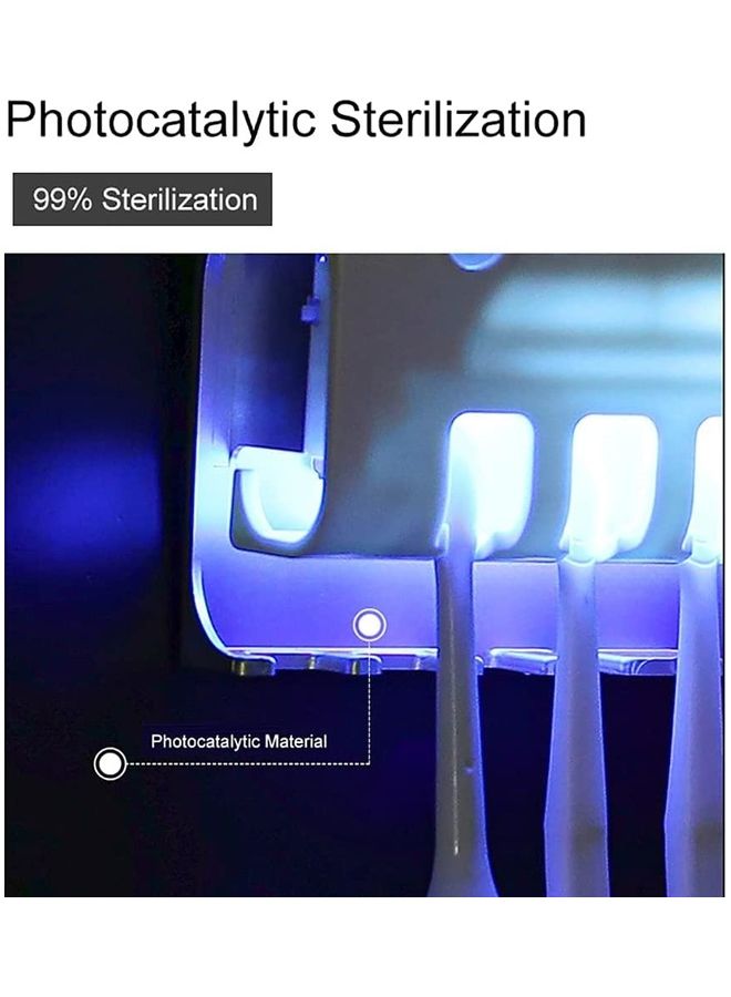 Sterilizing of Toothbrush Via UV Rays Pus Holder and Toothpaste Dispenser White 20inch - Image 4