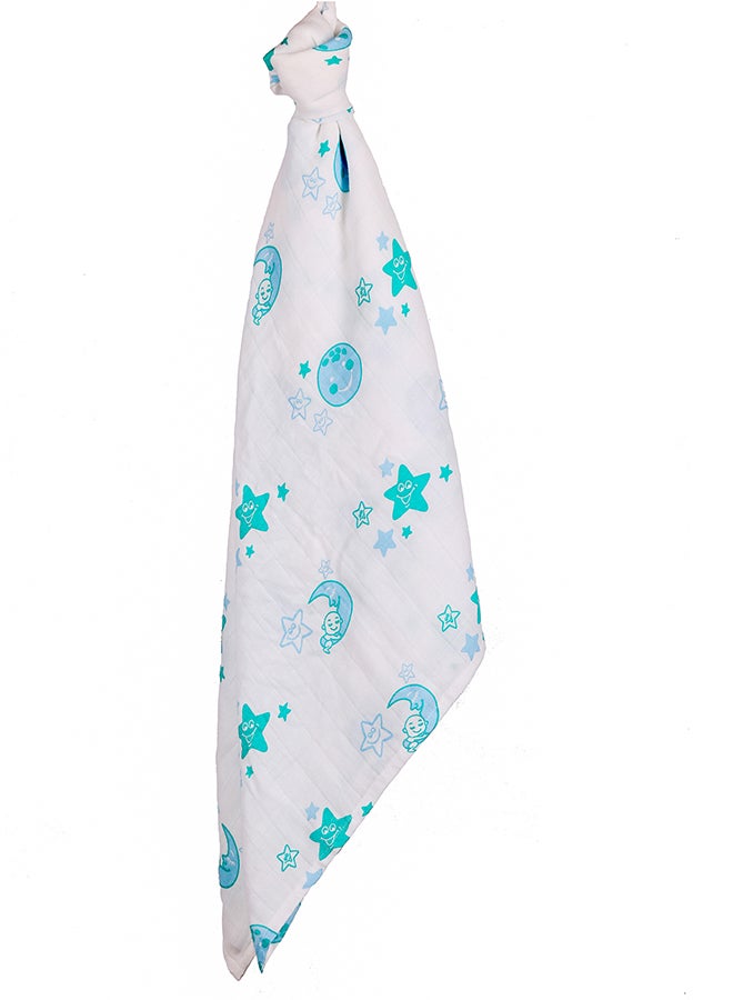 Kaarpas Organic Cotton Muslin Baby Wrap Swaddle With Sky Theme Of Moon And Earth  - Image 1