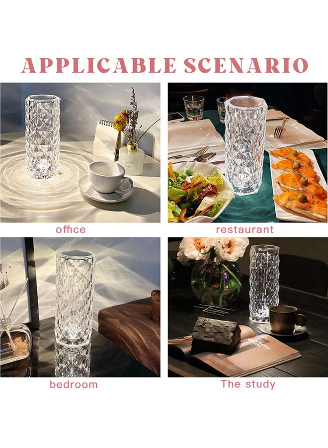 LED  Diamond Rose Table  Lamp  With  Touch Switch Clear 21cm