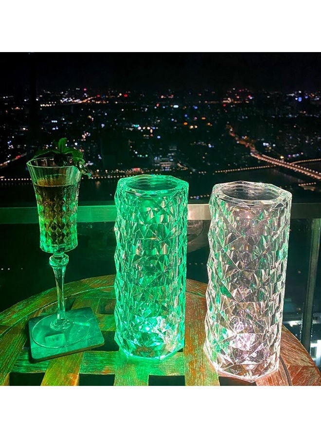 عربست مصباح طاولة LED كريستالي دايموند ضوء ليلي مع 16 لون شفاف 21 سم  - Image 2