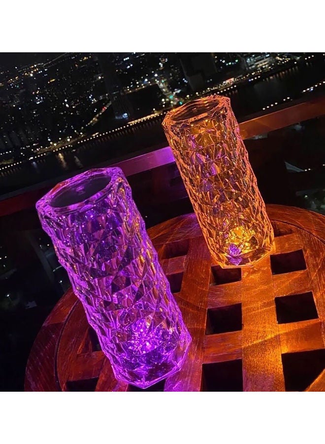 عربست مصباح طاولة LED كريستالي دايموند ضوء ليلي مع 16 لون شفاف 21 سم  - Image 3