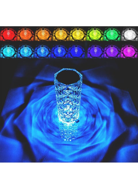 16 Colour   LED  Crystal Diamond Table Lamp Clear 21cm