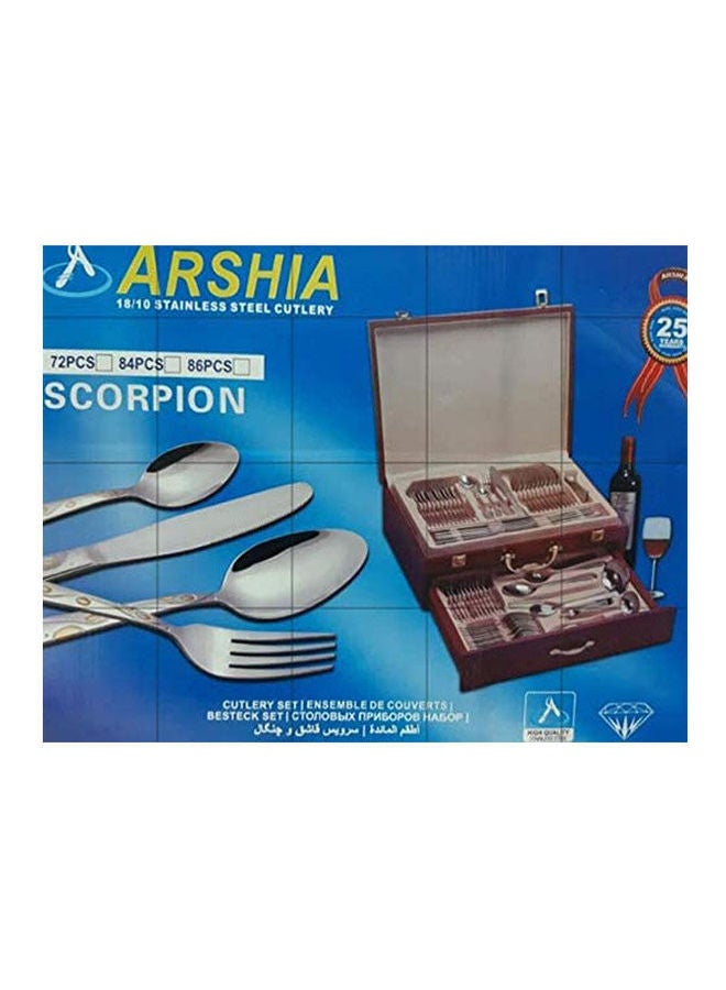 Arshia Wooden Full Spoon Bag 86 Pieces Stainless Steel Silver 1.64kg  - Image 2
