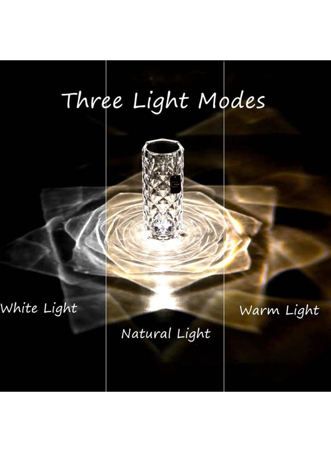 شاربدو Diamond Rose Shade Nightstand Table Lamp with Touch Control Transparent - Image 2