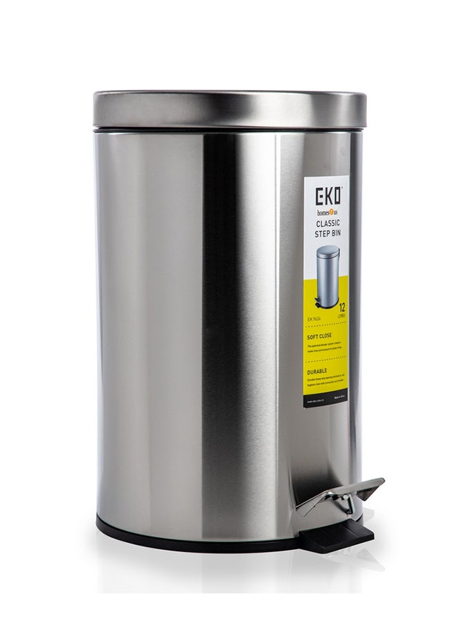 homes r us EKO Stainless Steel Stylishly Designed Basic Pedal Bin Silver 12Liters  - Image 1