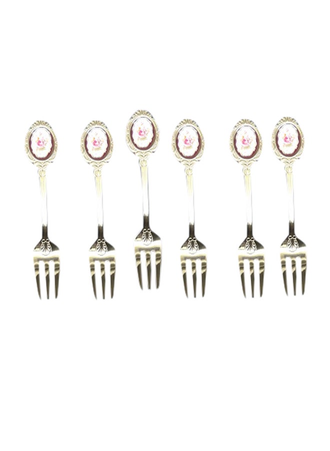Handsomegift 6-Piece Tea Fork Set Gold 14cm - Image 1