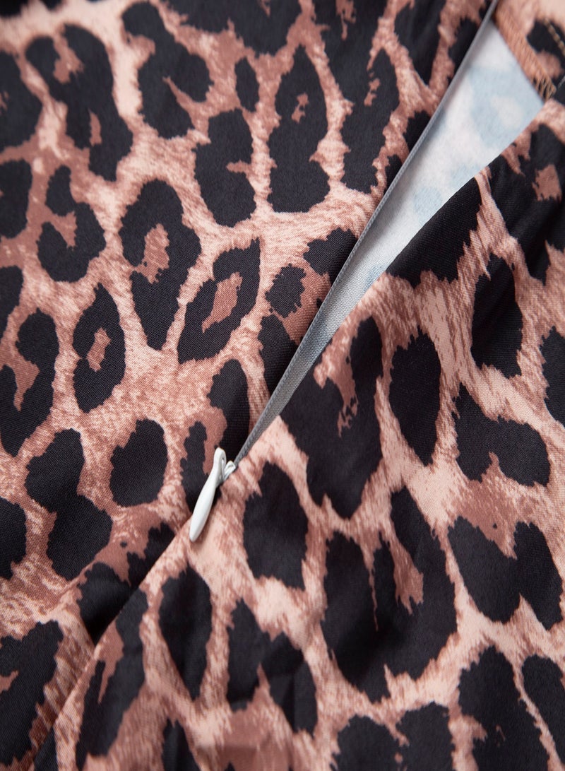 Aila All Over Print Skirt Brown  - Image 5
