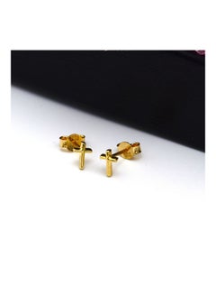 Gold Zone 18 Karat Gold Real 3D Cross Earring Set  - Image 4