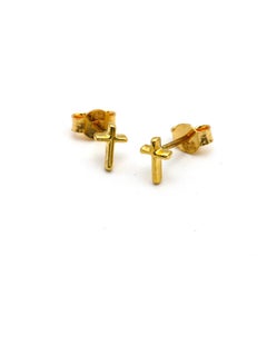 Gold Zone 18 Karat Gold Real 3D Cross Earring Set  - Image 3