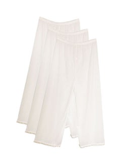 City Rose 3-Piece Full Length Soft Inner Pants Trousers With Elasticised Waistband White  - Image 1