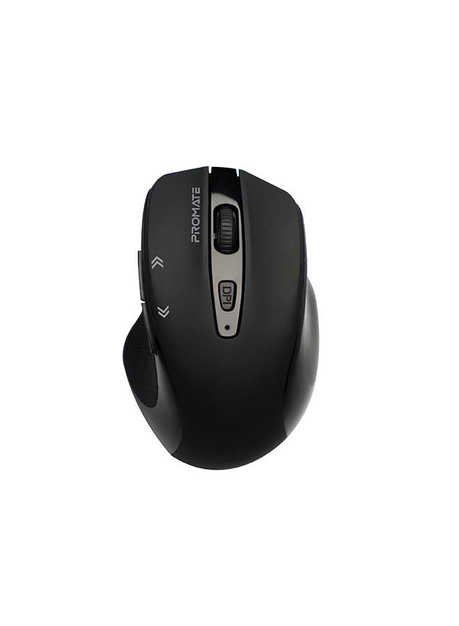 PROMATE - 1600DPI Portable 2.4Ghz Precision Tracking EZGrip Ergonomic Mouse with 10m Range, Nano USB Receiver, Adjustable DPI Switch and 6 Programmable Buttons Black - Image 1