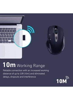 بروميت ماوس إذ جريب مريح بتصميم محمول مع دقة 1600 DPI وتتبع دقيق بمعدل 2.4 جيجاهرتز ونطاق تشغيل لمسافة 10 أمتار ومستقبل USB بتقنية نانو وزر DPI قابل للتعديل وعدد 6 أزرار قابلة للبرمجة لون أسود.  - Image 4
