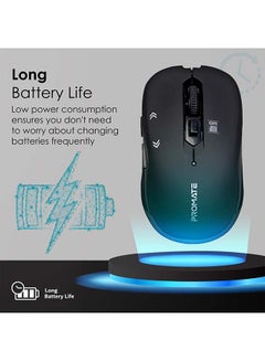 بروميت ماوس محمول بتتبع بصري 2.4 جيجاهرتز مع مستقبل USB صغير وزر DPI‏ 800/1200/1600 مع نطاق تشغيل يبلغ 10 أمتار وعدد 6 أمتار قابلة للبرمجة لون أسود.  - Image 4