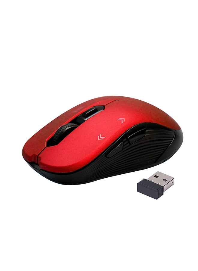 بروميت - ماوس محمول بتتبع بصري 2.4 جيجاهرتز مع مستقبل USB صغير وزر DPI‏ 800/1200/1600 مع نطاق تشغيل يبلغ 10 أمتار وعدد 6 أمتار قابلة للبرمجة أحمر - Image 1
