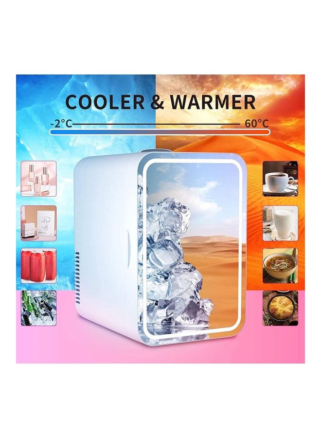 Arabest Mini Makeup Fridge with LED Light Mirror Portable Cosmetic Storage White  - Image 2