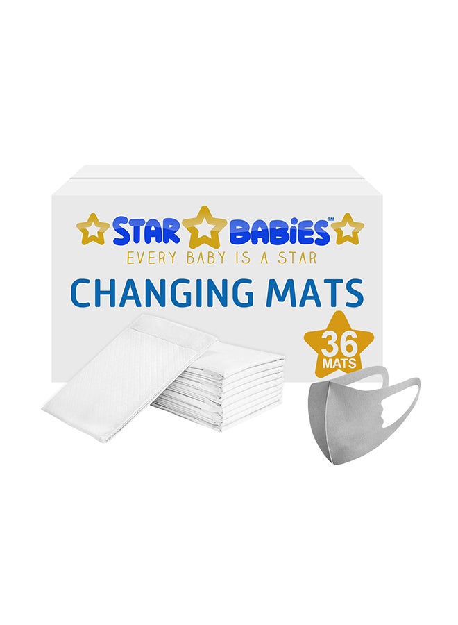 STAR BABiES Disposable Changing Mats White 36 - Pieces With Kids Reusable Mask - Image 1