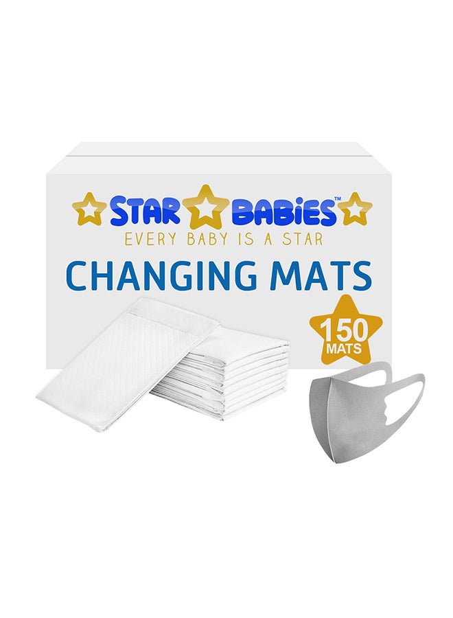 STAR BABiES Disposable Changing Mats White 150 - Pieces With Kids Reusable Mask