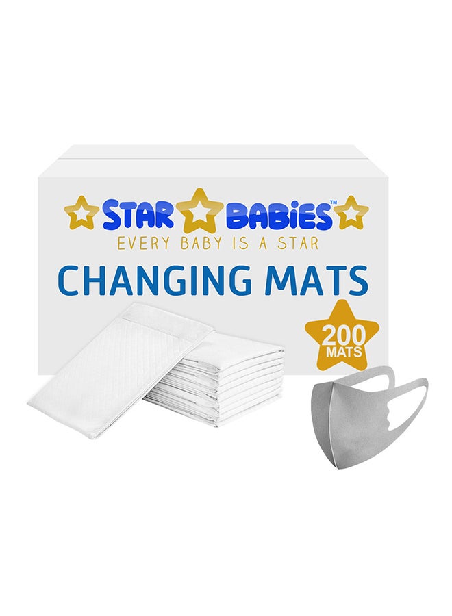 STAR BABiES Disposable Changing Mats White 200 - Pieces With Kids Reusable Mask
