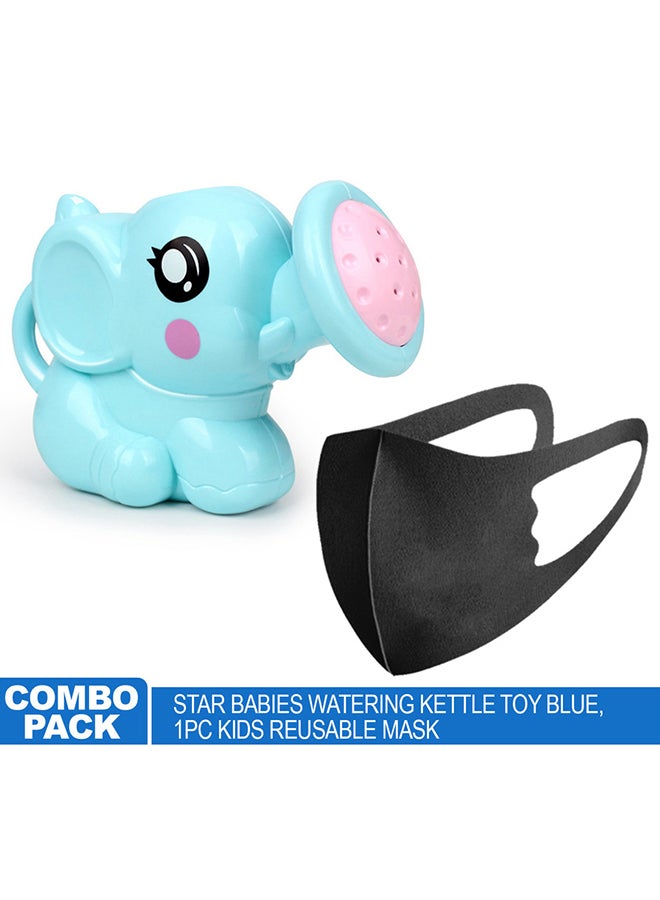 STAR BABiES Combo Pack Watering Kettle Toy Blue + Kids Reusable Mask 14x9cm  - Image 2