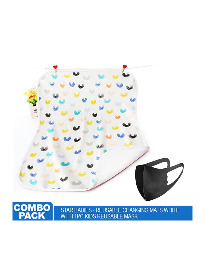 STAR BABiES Reusable Changing Mats White With Kids Reusable Mask  - Image 2