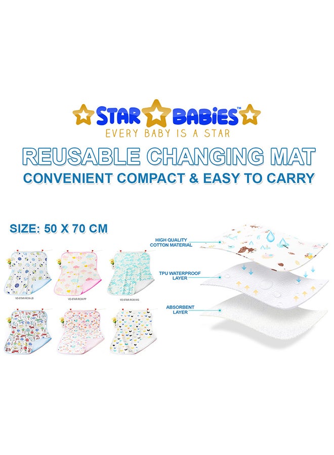 STAR BABiES Reusable Changing Mats White With Kids Reusable Mask  - Image 5