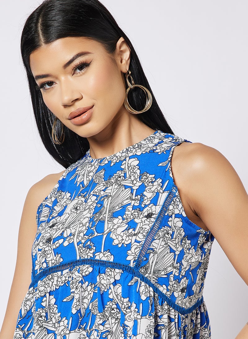 Aila Sleeveless Printed Top Ink Blue - Image 4