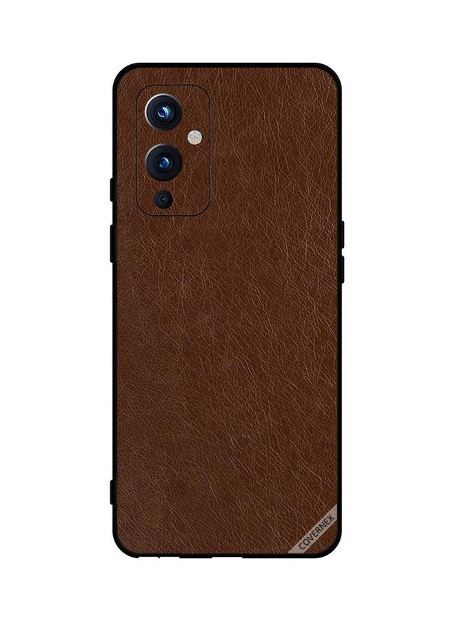 Covernex Protective Case Cover for OnePlus 9 Dark Leather Pattern Brown - Image 1