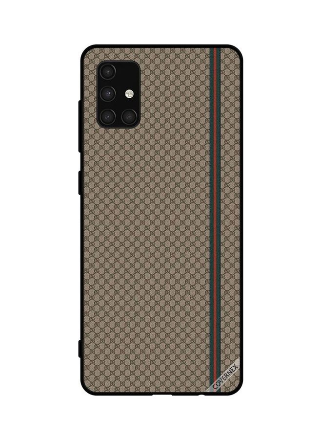 Covernex Samsung Galaxy A71 4G Protective Case Cover Printed Featuring Red & Green Strips On Brown Pattern DESIGN_0235 - Image 1