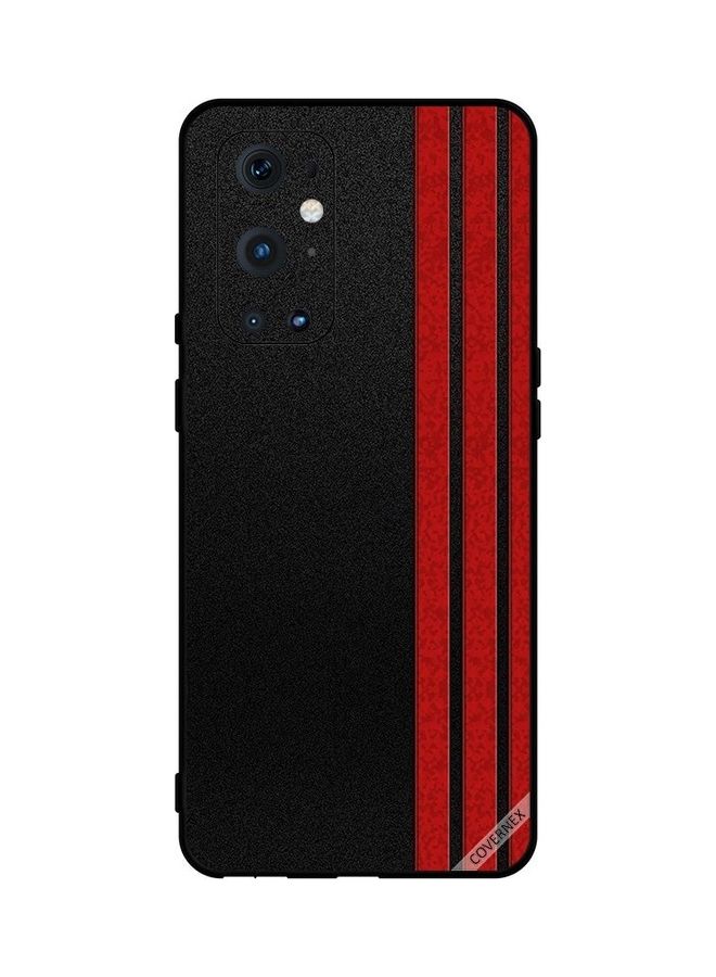 Covernex Protective Case Cover for OnePlus 9 Pro Three Vertical Strips Black/Red - Image 1