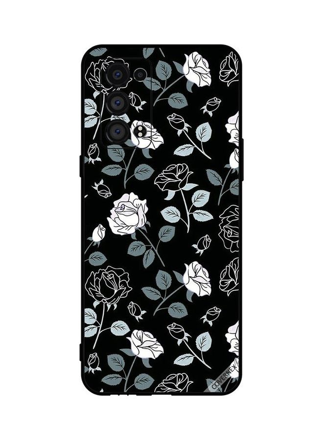 Covernex Protective Case Cover For Oppo Reno6 Pro+ 5G Black and White Floral Pattern  - Image 1