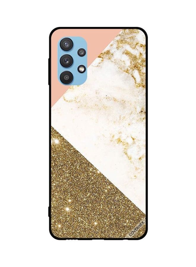 Covernex Samsung Galaxy M32 5G Protective Case Cover Printed Featuring Golden Glitter & Matble Pattern DESIGN_0124 - Image 1